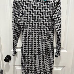 Stylish Black and White Houndstooth Dress